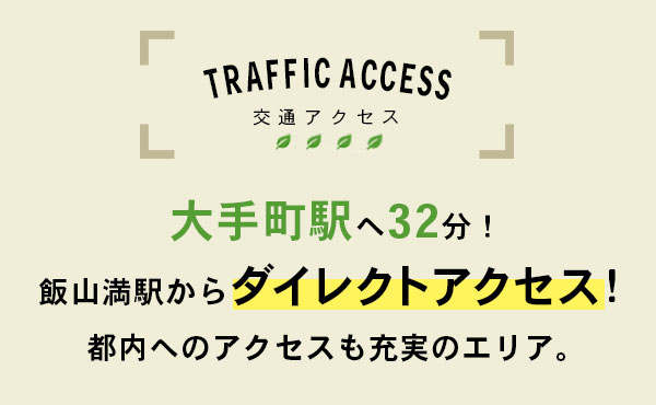 交通アクセス　大手町駅へ32分！　飯山満駅からダイレクトアクセス！　都内へのアクセスも充実のエリア。